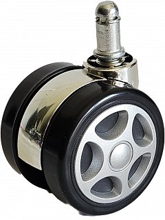 SET 5ks - Kolečka pro židle gumové CHROM průměr 60mm - čep 11mm